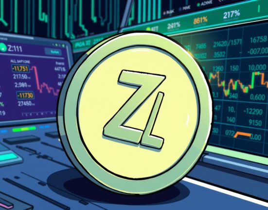 An illustration of a Zilliqa (ZIL) coin undergoing a temporary halt on an exchange, symbolizing the upcoming Zilliqa hard fork and deposit/withdrawal suspension.