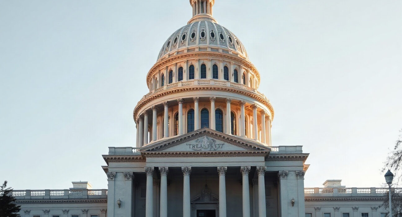US Treasury building in Washington, DC, as bond market intervention unfolds