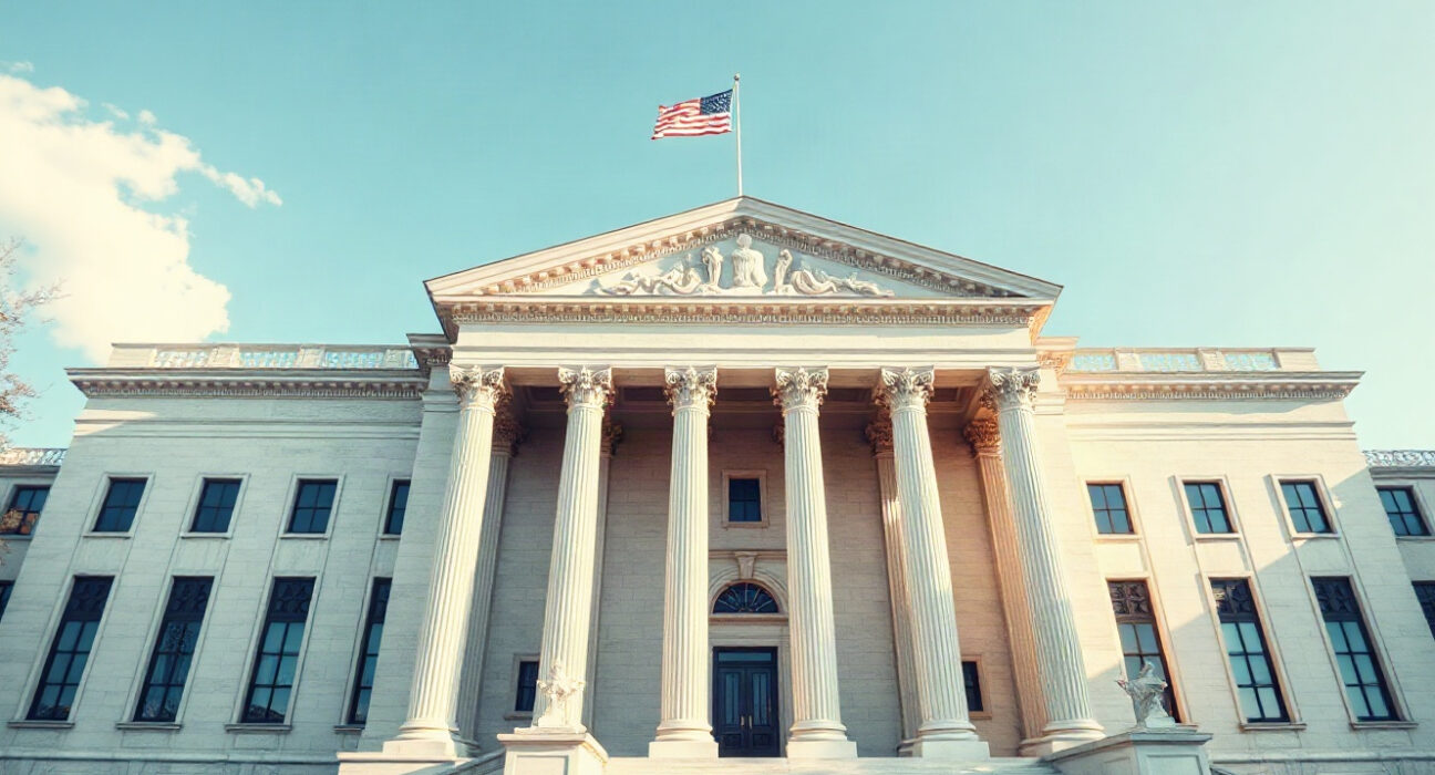 US Treasury building in Washington, D.C., representing government debt auctions