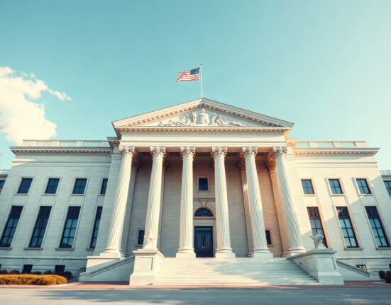 US Treasury building in Washington, D.C., representing government debt auctions