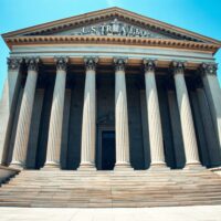 Exterior of the U.S. Treasury Building in Washington, D.C., on a sunny day.