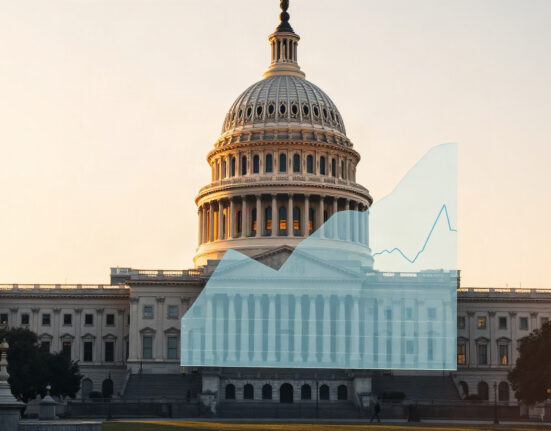 US Capitol building with financial chart overlay representing Treasury bond auction yields