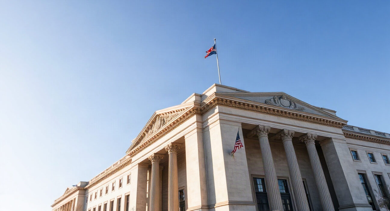 US Treasury Building in Washington, DC, where the 4-week bill auction rate increased to 3.64%