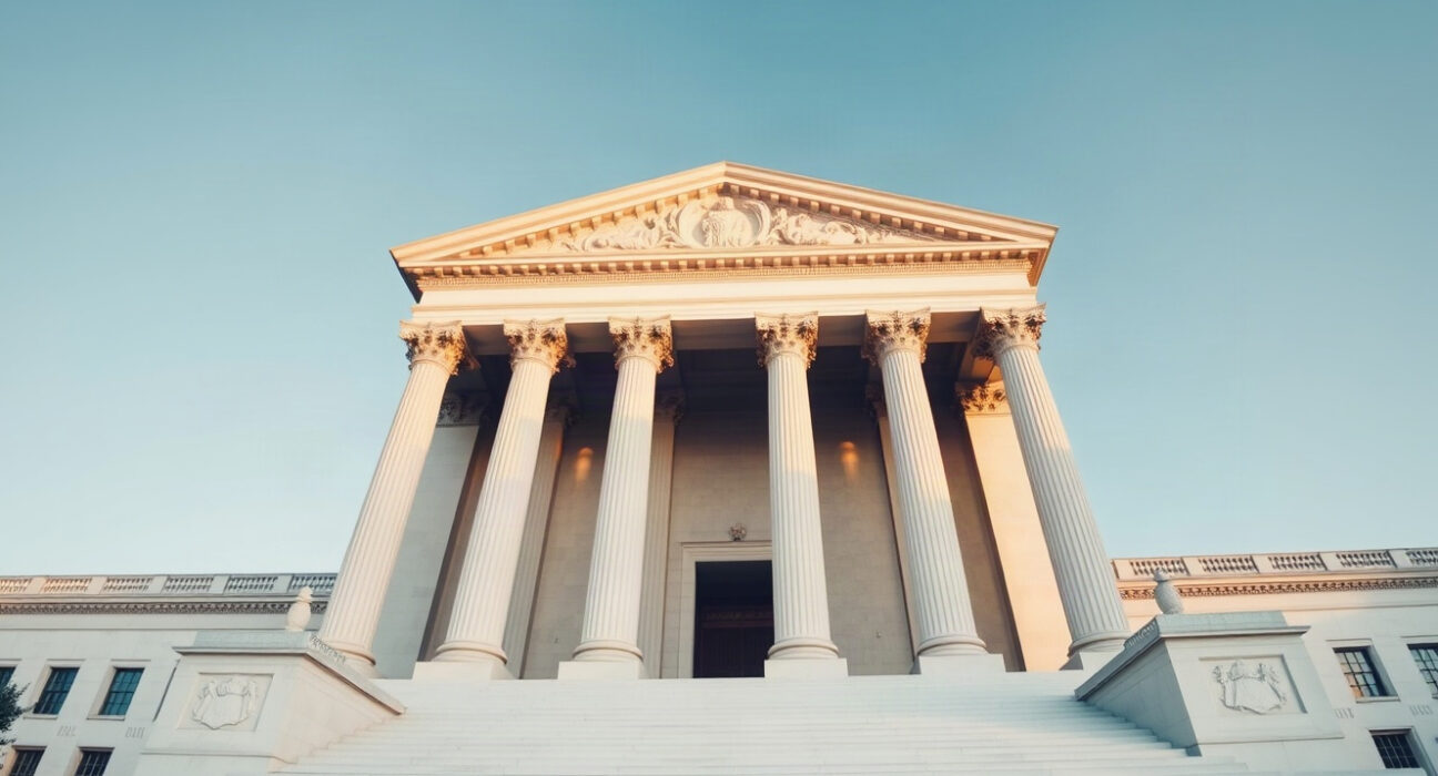 US Treasury Building in Washington DC, symbolizing government debt auctions