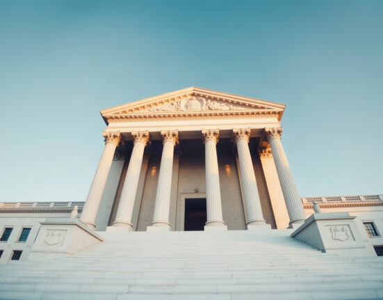 US Treasury Building in Washington DC, symbolizing government debt auctions
