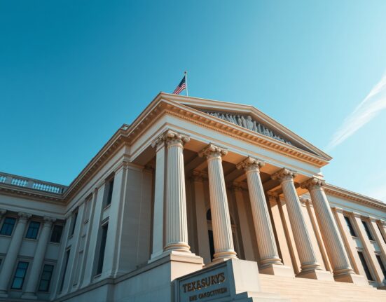 U.S. Treasury Building in Washington, D.C. on a sunny day.