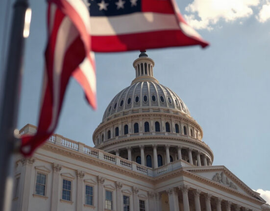 U.S. Capitol building with American flag, symbolizing banking regulation and policy changes.