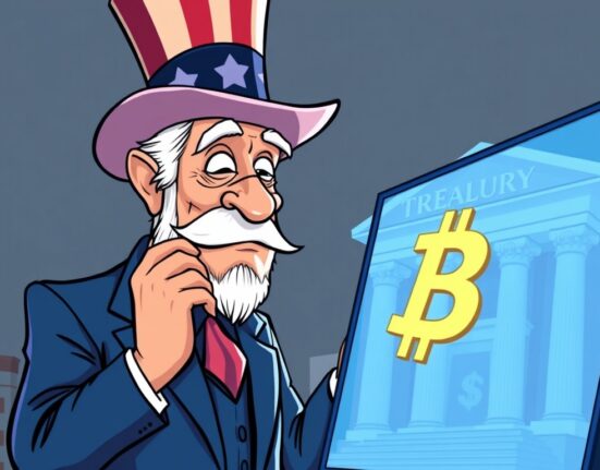 Uncle Sam thoughtfully considering how to boost U.S. Bitcoin reserves, symbolizing government interest in digital assets.