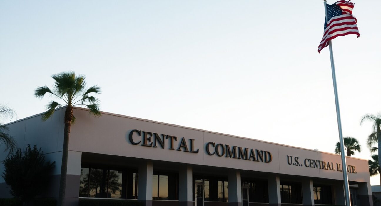 Exterior of U.S. Central Command headquarters at MacDill Air Force Base in Tampa, Florida.