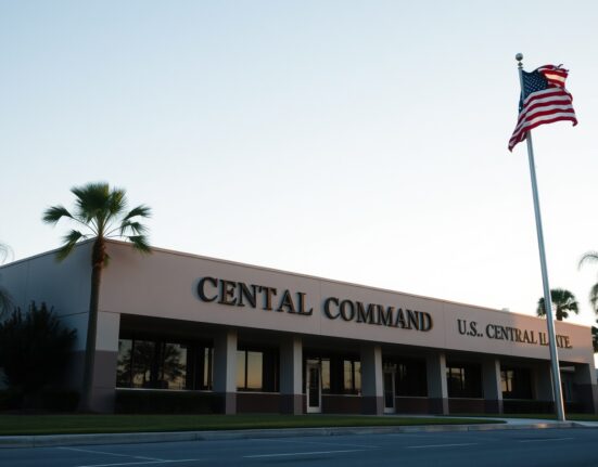 Exterior of U.S. Central Command headquarters at MacDill Air Force Base in Tampa, Florida.