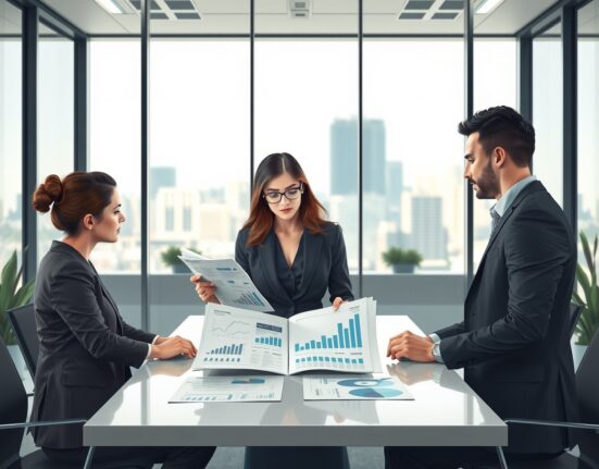 Business professionals analyzing the US Challenger Report job cuts and hiring data in a corporate