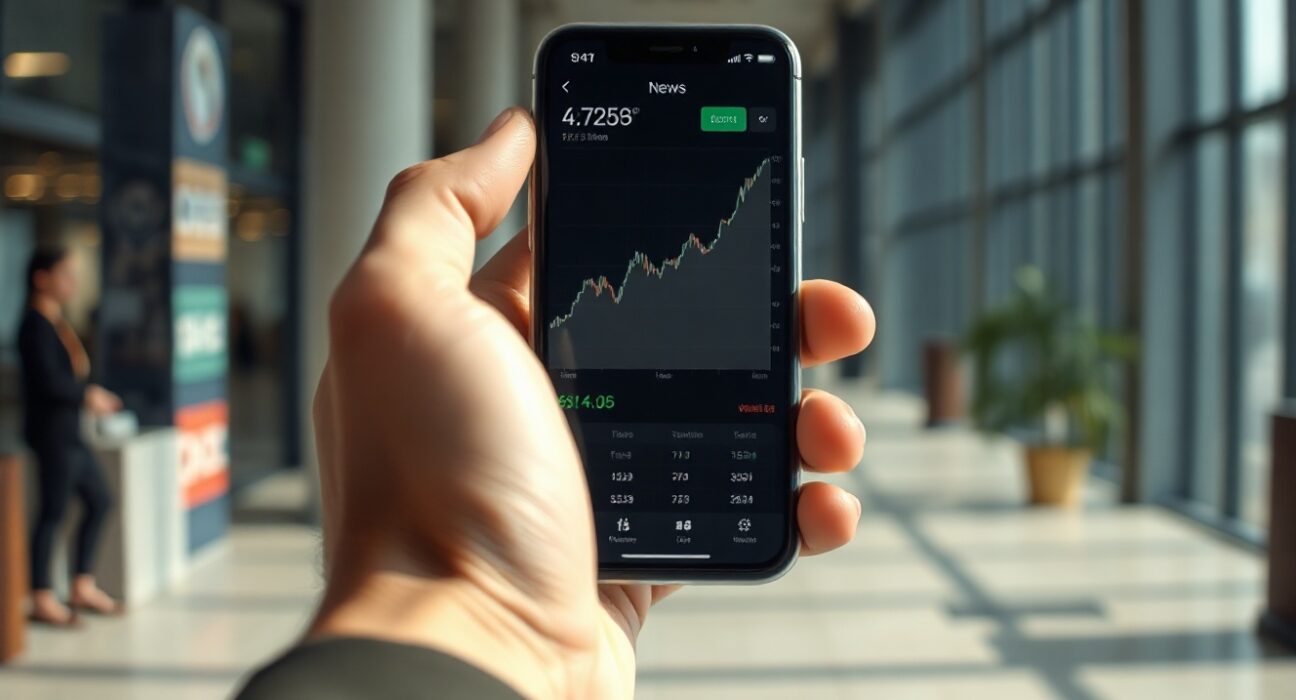 Consumer inflation expectations chart on a smartphone screen with an upward trend