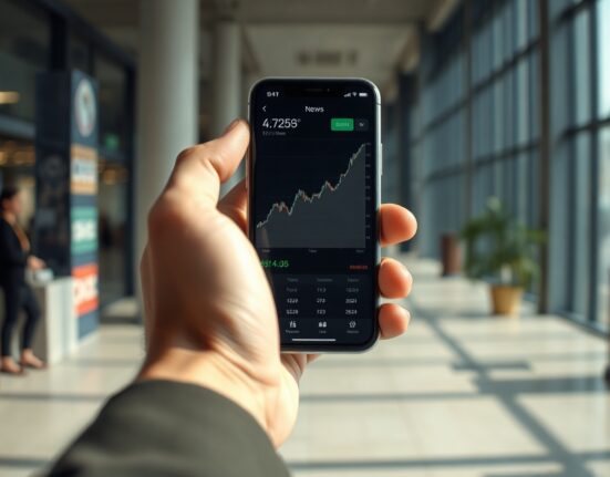 Consumer inflation expectations chart on a smartphone screen with an upward trend
