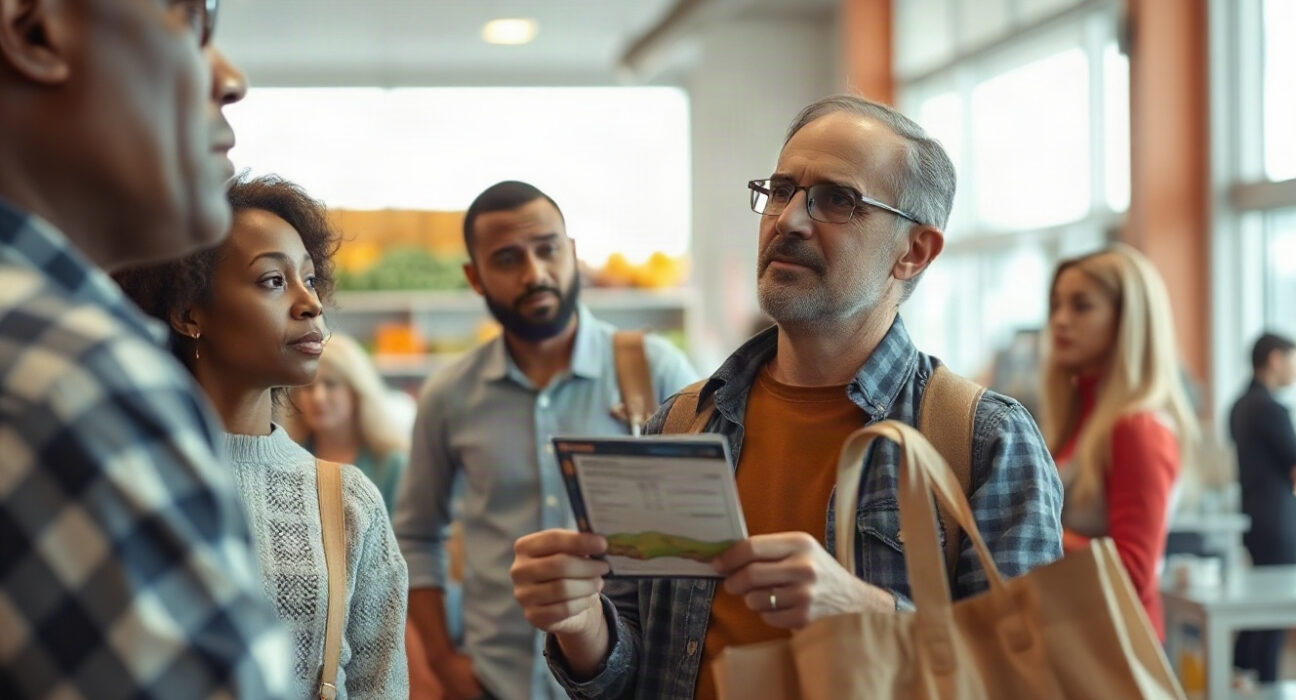 Shoppers in a grocery store reflecting consumer sentiment in the US