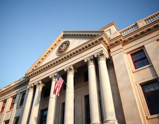US Department of Labor building in Washington, DC, on a sunny day, symbolizing producer price data.