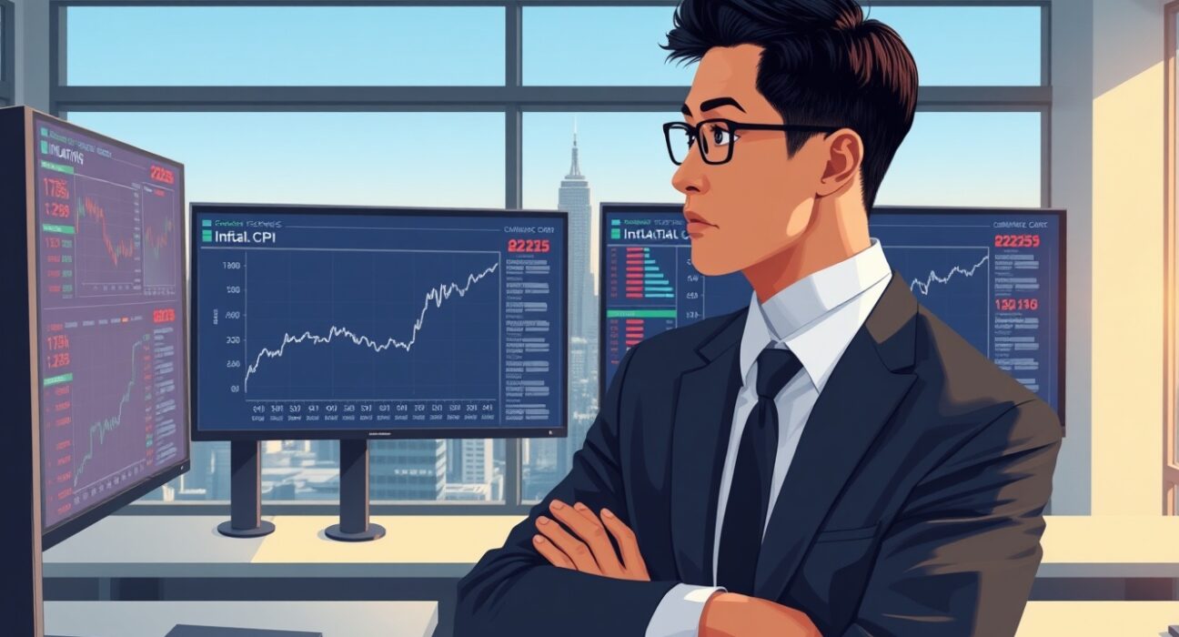 Financial analyst reviewing US CPI data and market indicators for 2025 investment decisions