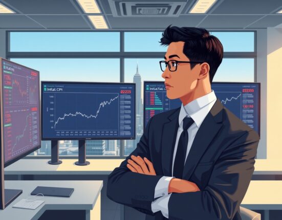 Financial analyst reviewing US CPI data and market indicators for 2025 investment decisions