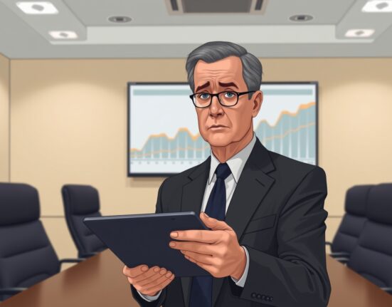 Federal Reserve official analyzing economic data and US CPI charts amid inflation concerns.