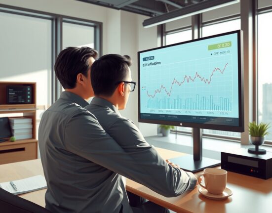 Financial analyst reviewing US CPI inflation data charts for Federal Reserve rate decisions