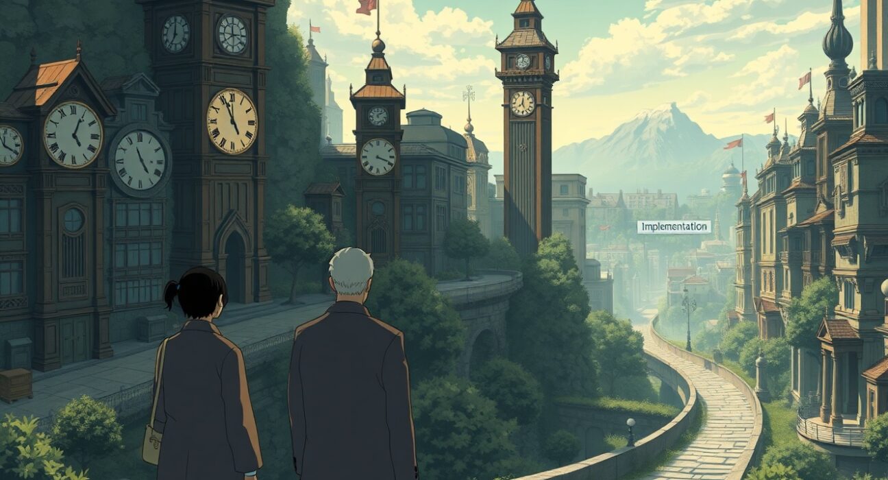 Complex path symbolizing the multi-year implementation timeline for the US crypto bill and CLARITY Act.