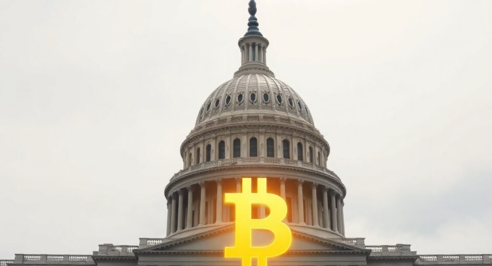 US Capitol building with subtle digital asset tax reform imagery overlay