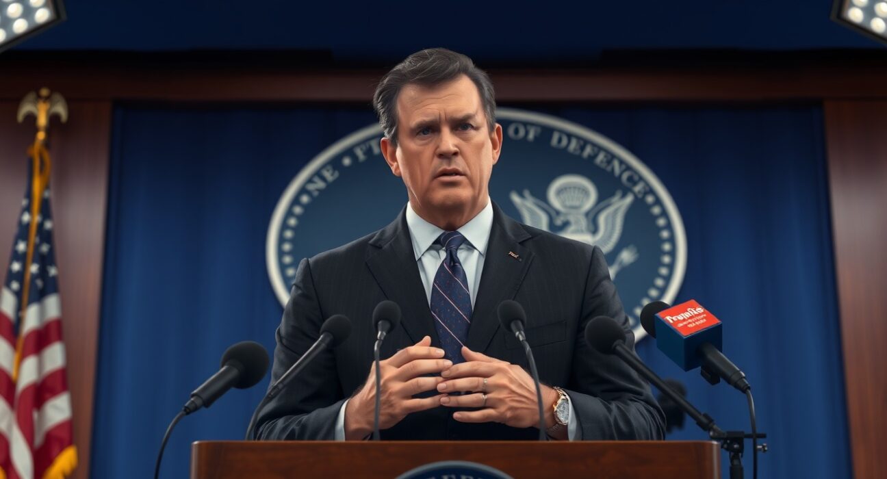 U.S. Defense Secretary Pete Hegseth addresses the press regarding Iran nuclear talks.