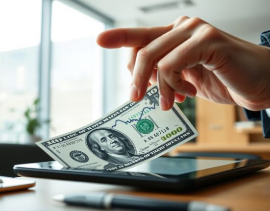 Analyst examining US dollar and financial chart for Fed rate hike analysis.