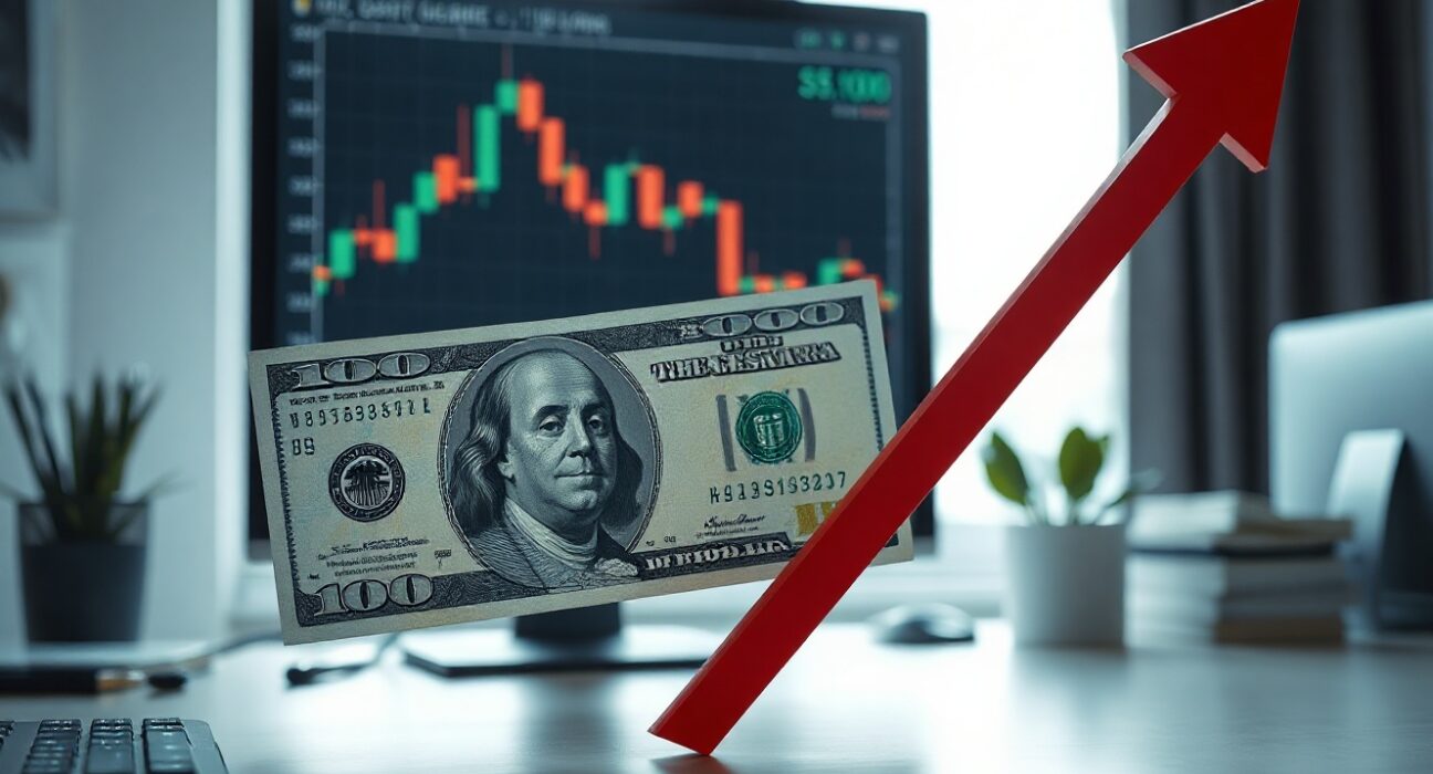US dollar banknote with descending chart line indicating bearish momentum after CPI data