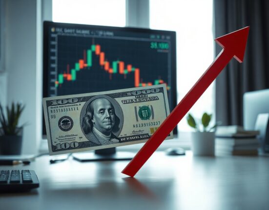US dollar banknote with descending chart line indicating bearish momentum after CPI data