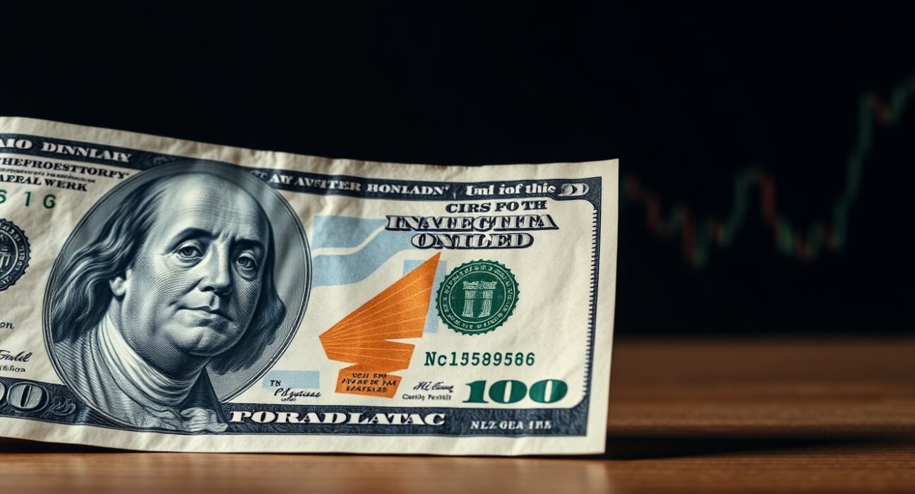 US dollar banknote with financial chart lines in background representing carry trade yield support