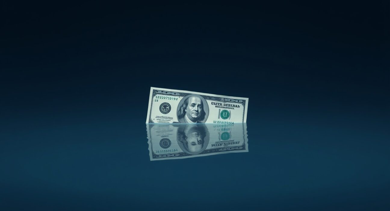 US Dollar banknote partially submerged in water representing complacency risk