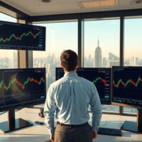 Financial analyst reviewing US dollar exchange rate charts for Q2 2025 capital flow analysis