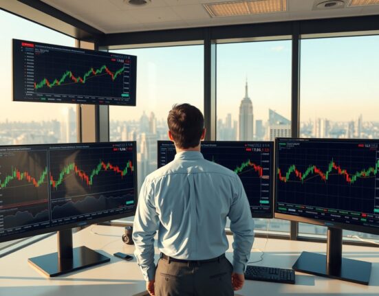 Financial analyst reviewing US dollar exchange rate charts for Q2 2025 capital flow analysis