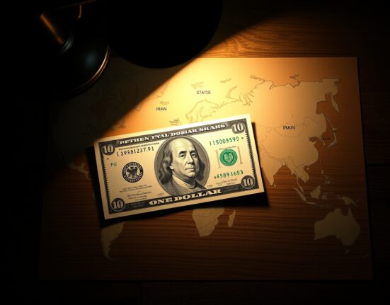 US Dollar banknote on world map representing currency weakness during central bank week and Iran headlines