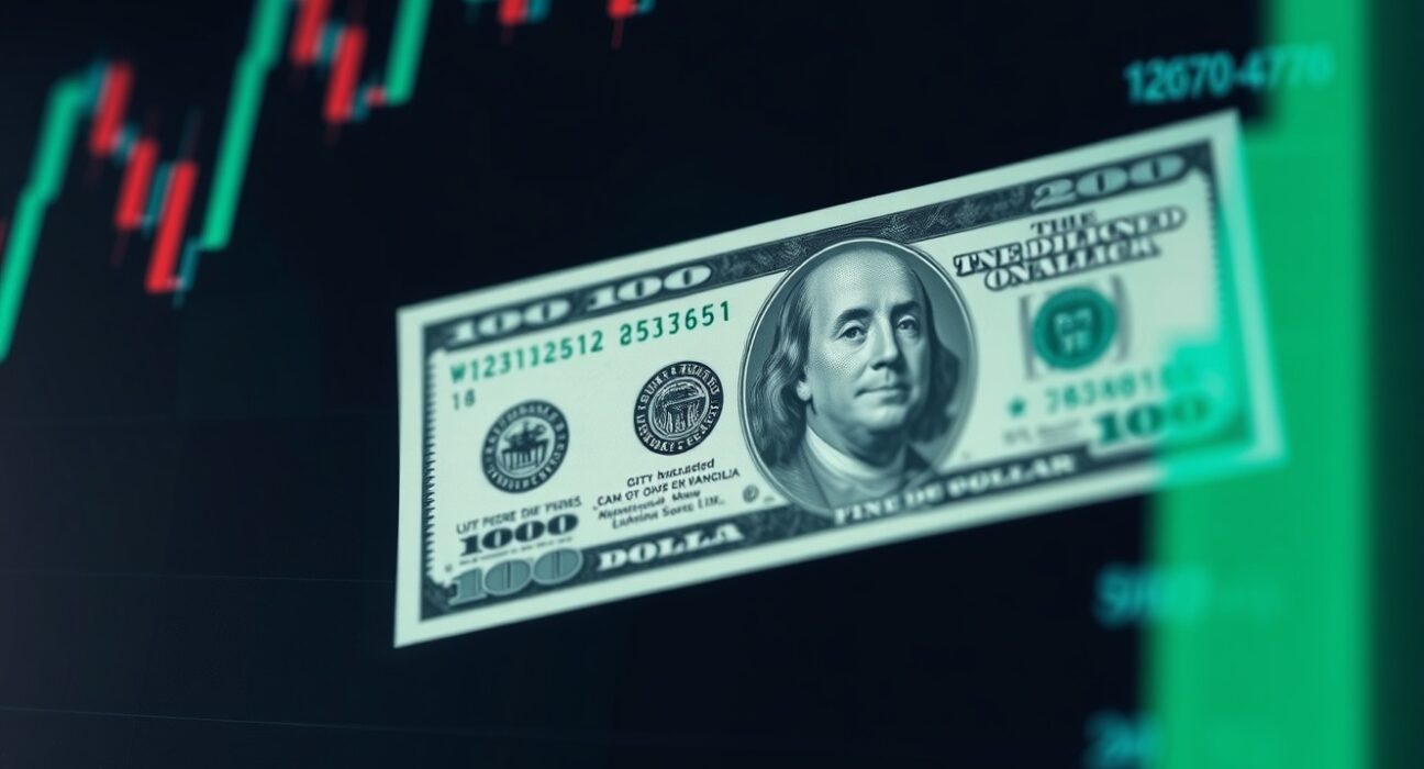 US dollar banknote with financial chart overlay representing currency market analysis