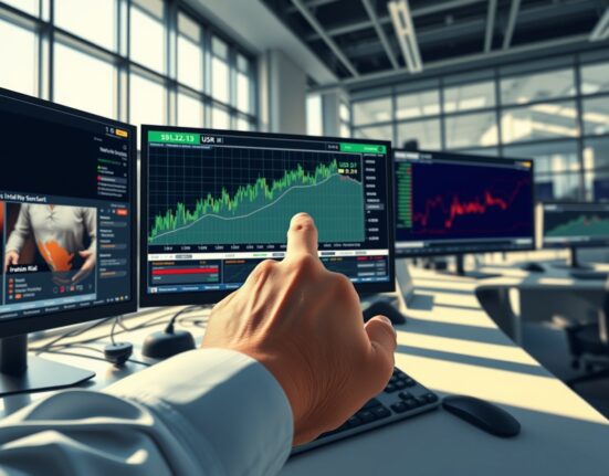 Trader monitoring U.S. dollar and Iranian rial exchange rate ahead of Trump's Iran sanctions deadline.