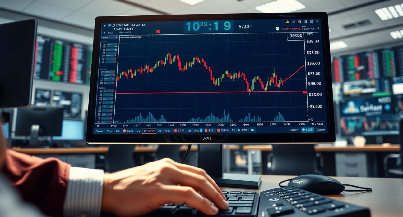 Professional forex trading desk analyzing US Dollar Index charts during market volatility