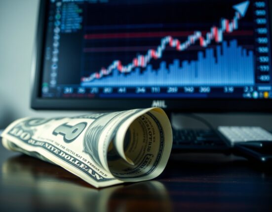 US Dollar banknote and financial chart on desk representing inflation-driven currency gains.