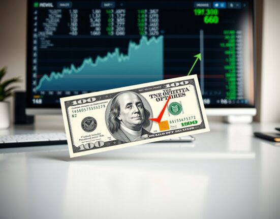 US dollar banknote with financial chart showing rising yields