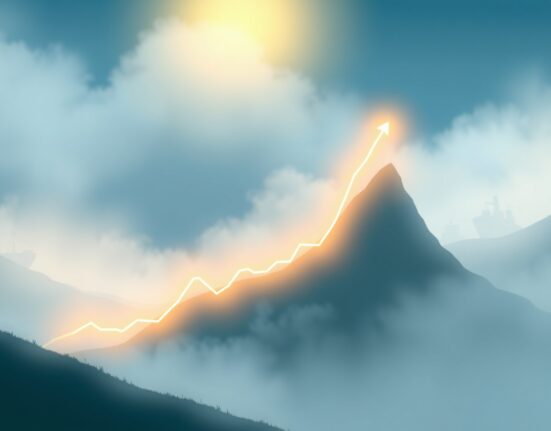 US Dollar Index chart rising despite global trade uncertainty, visualized in an artistic style.