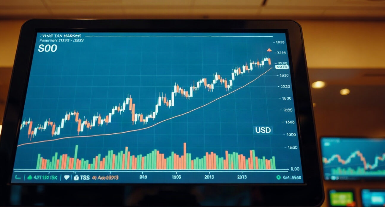Financial market screen showing a chart with the US Dollar Index near the 100 level