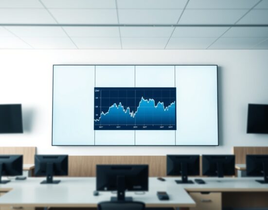 Digital display showing US Dollar Index chart trading in a sideways range