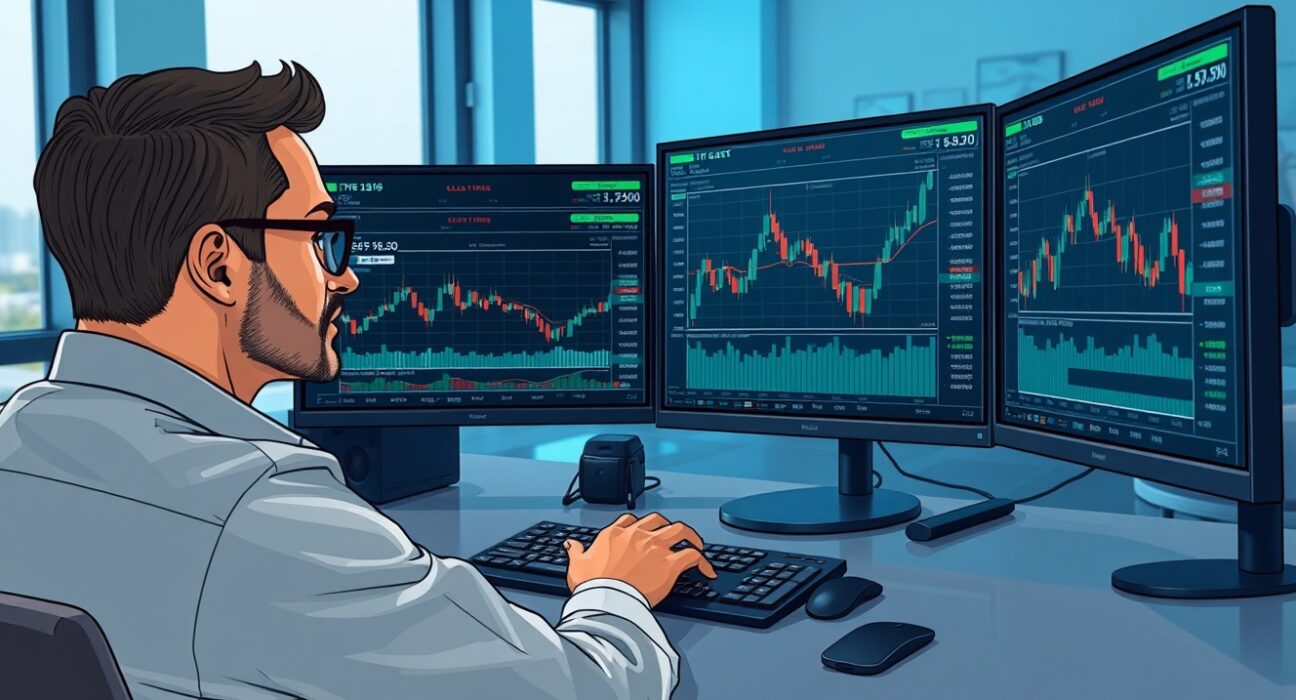 Financial analyst monitoring US Dollar Index technical analysis showing 98.50 resistance level