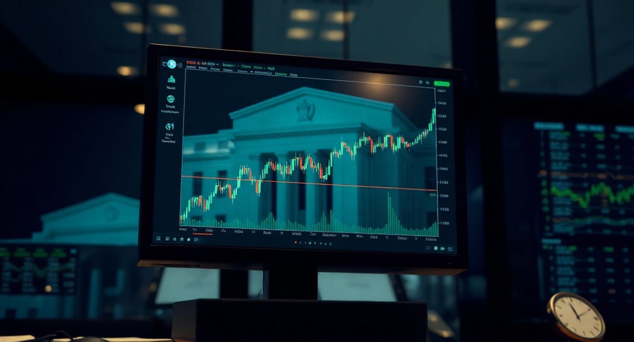 US Dollar Index chart showing upward trend on trading screen