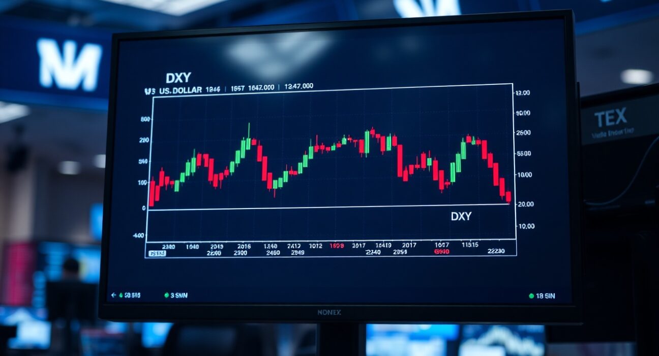 US Dollar Index chart showing price decline toward 102.00 support level