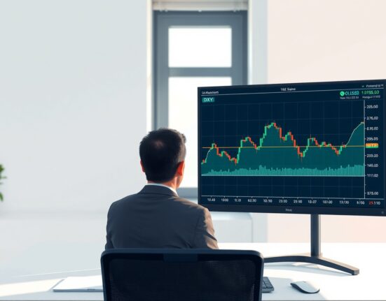 Analyst reviewing US Dollar Index chart showing price below the 98.50 resistance level.