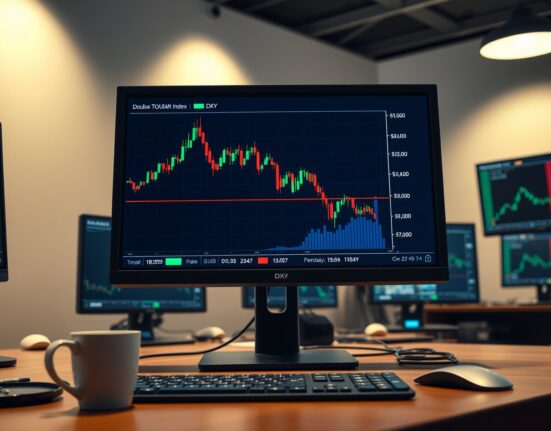 US Dollar Index chart showing double top breakdown on trading screen