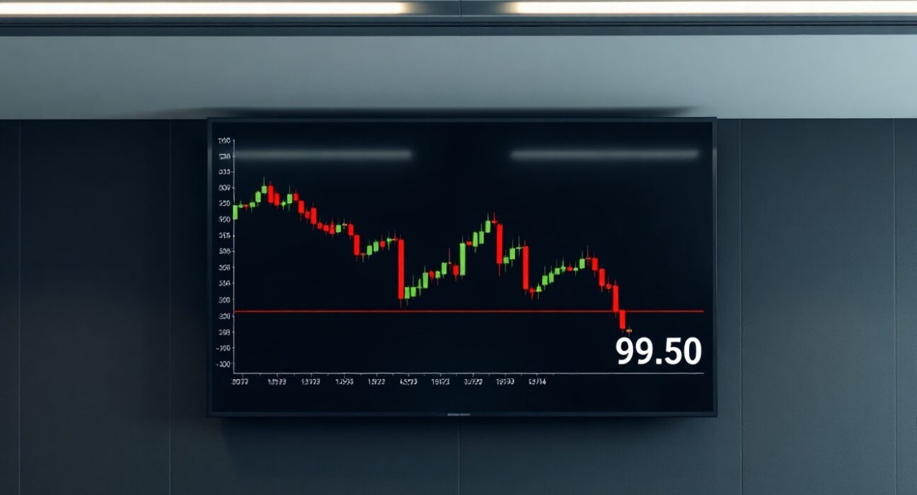 US Dollar Index chart showing price holding above 99.50 with bearish trend