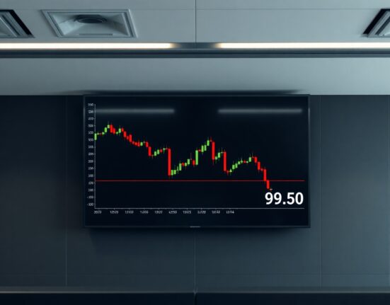 US Dollar Index chart showing price holding above 99.50 with bearish trend