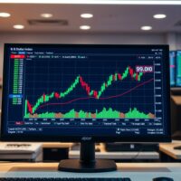 US Dollar Index chart showing steady gains above 99.00 on trading terminal screen